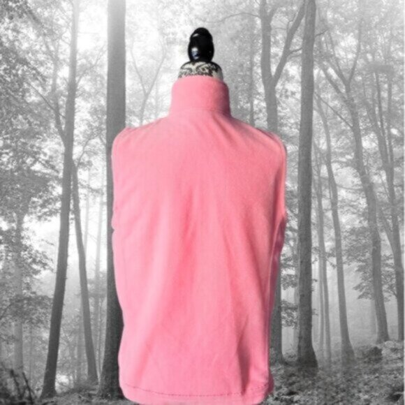 Vintage Pink Embroidered Fleece Vest Sz Large - Picture 2 of 9
